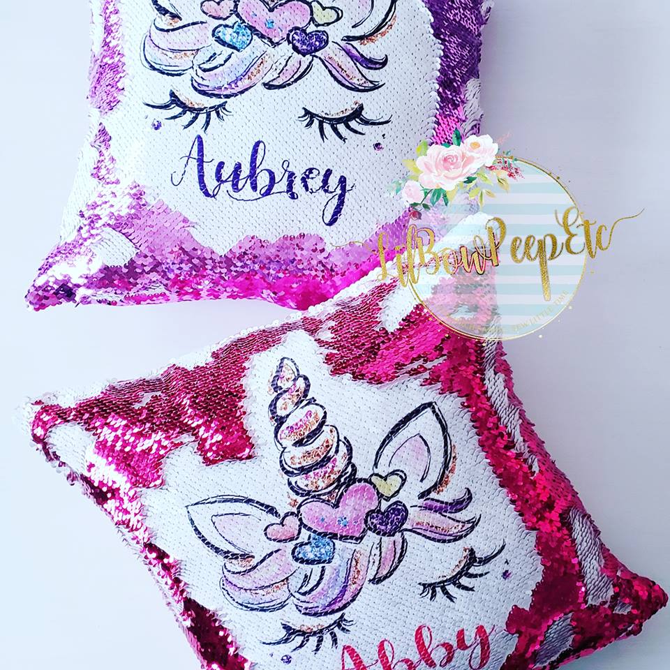 Unicorn sequin 2025 pillow with name