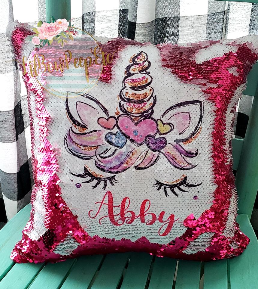 Personalized unicorn 2024 sequin pillow