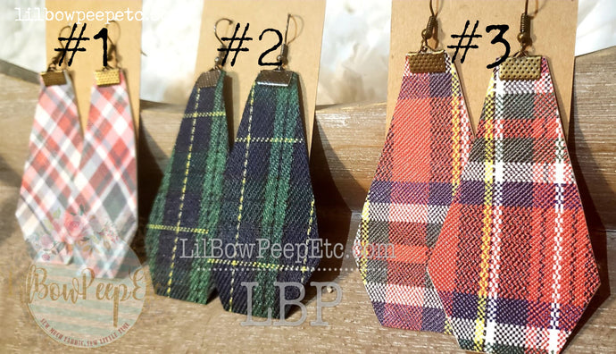 SPECIAL Faux Leather Plaid Earrings (until supplies last)
