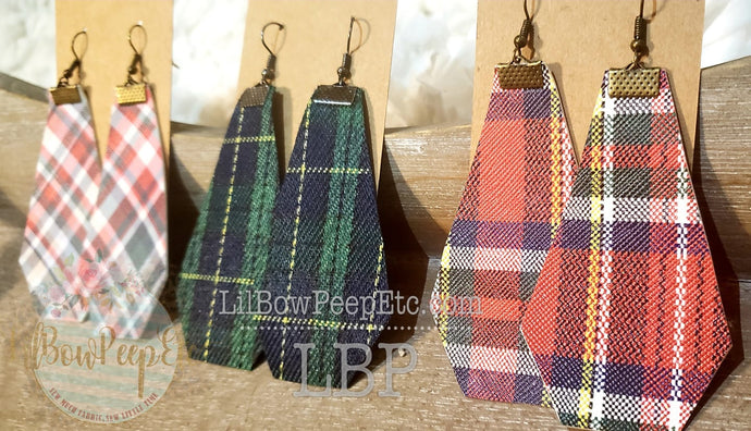 Red White Plaid Earrings