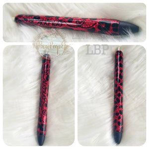 Custom Handmade Red Glitter Leopard Pen