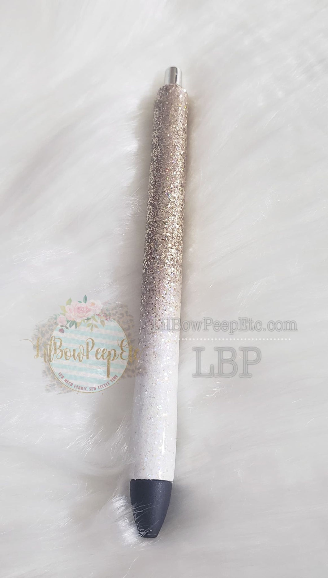 Custom Handmade White Gold Ombre Glitter Pen