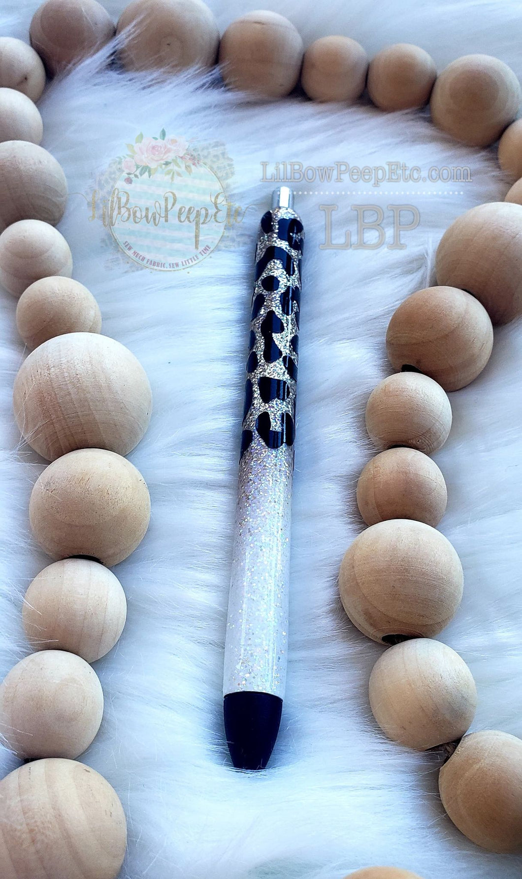 Custom Handmade White Gold Ombre Glitter Leopard Pen