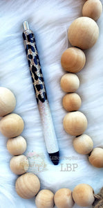 Custom Handmade White Gold Ombre Glitter Leopard Pen