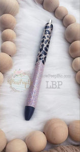 Custom Handmade Duty Rose Gold Ombre Glitter Leopard Pen