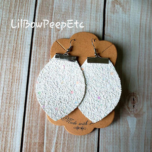 White Confetti Glitter Earrings with clasp