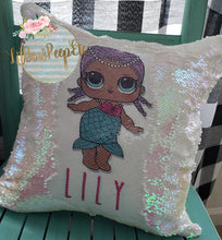 Load image into Gallery viewer, Custom LOL Mermaid Merbaby Flip Sequin Pillow Cover