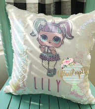 Load image into Gallery viewer, Custom LOL doll Unicorn Sequin Pillow Cover