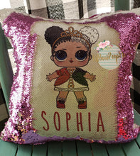 Load image into Gallery viewer, Custom LOL doll Queen Of Hearts Sequin Pillow Cover