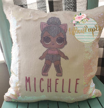 Load image into Gallery viewer, Custom LOL Cat Kitty Flip Sequin Pillow Cover