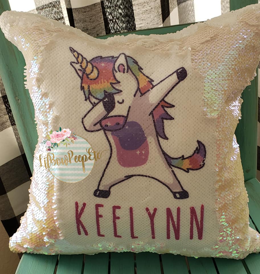 Custom Dabbing Unicorn Sequin Pillow Cover