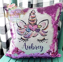 Load image into Gallery viewer, Custom Unicorn Face Flip Sequin Pillow Cover