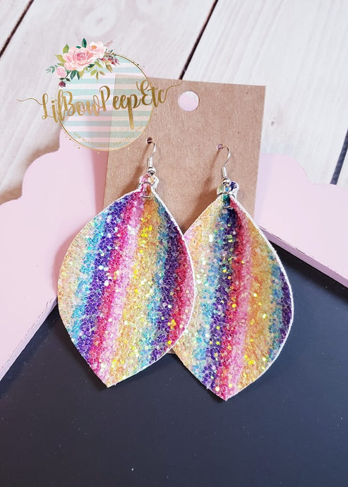Rainbow Stripe Glitter Earrings