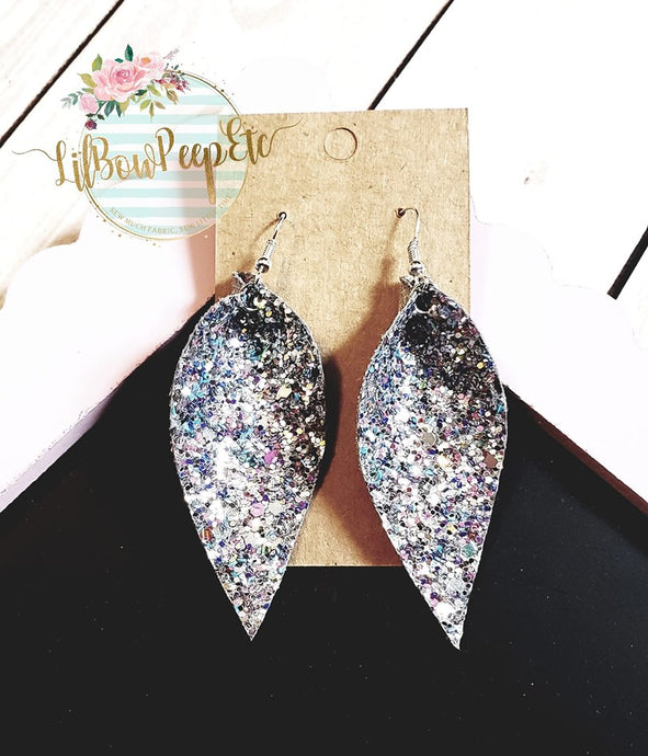 Silver confetti Glitter Earrings
