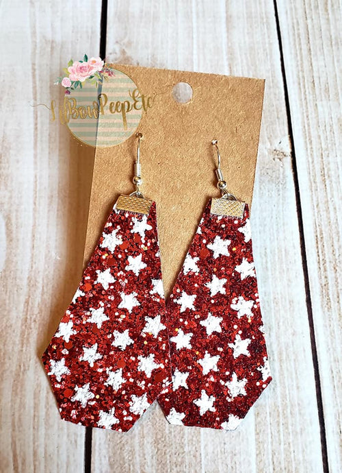 Red Stars Glitter Earrings