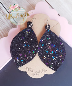 Black Confetti Glitter Earrings