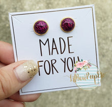 Load image into Gallery viewer, Glitter Stud Earrings 8 mm, 10 mm, and 12 mm