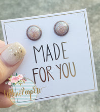 Load image into Gallery viewer, Glitter Stud Earrings 8 mm, 10 mm, and 12 mm