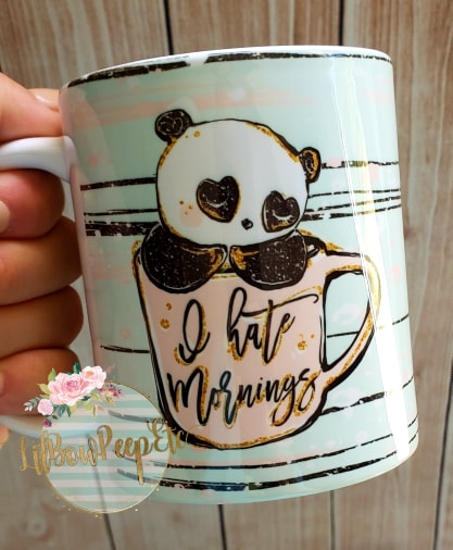 Full wrap I Hate Mornings Panda Mug