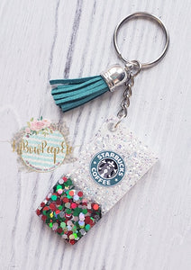 SBs Glitter Cup With Tassel Keychain