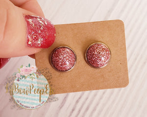 Glitter Stud Earrings 8 mm, 10 mm, and 12 mm