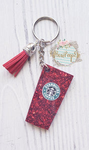 SBs Glitter Cup With Tassel Keychain