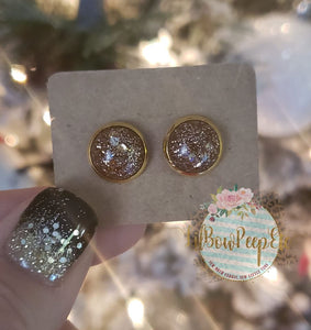 Glitter Stud Earrings 8 mm, 10 mm, and 12 mm