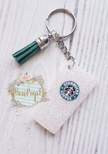 SBs Glitter Cup With Tassel Keychain