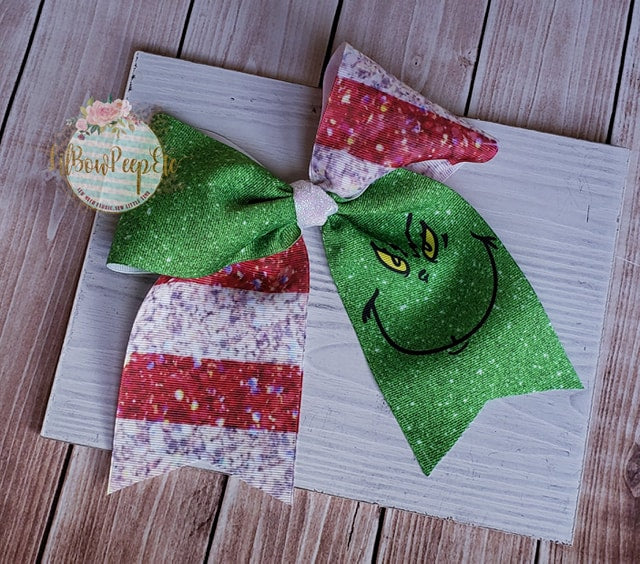3 in Ribbon Cheer Bow Grinch – LilBowPeepEtc