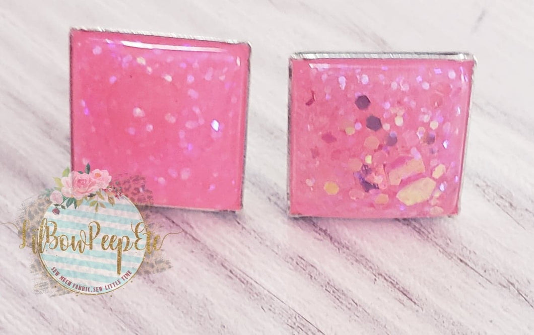 Square Glitter Studs 12mm