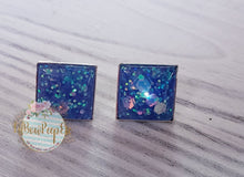 Load image into Gallery viewer, Square Glitter Studs 12mm