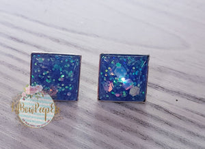 Square Glitter Studs 12mm