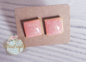 Square Glitter Studs 12mm