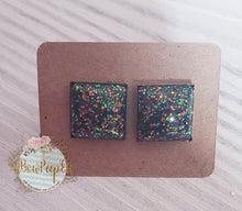 Load image into Gallery viewer, Square Glitter Studs 12mm