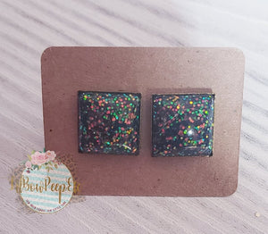 Square Glitter Studs 12mm