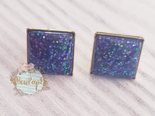 Load image into Gallery viewer, Square Glitter Studs 12mm