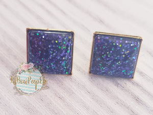 Square Glitter Studs 12mm