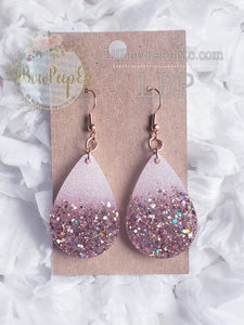 Light Pink Rose Gold Ombre Glitter Earrings