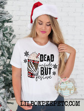 Load image into Gallery viewer, Dead Inside But Festive Leopard Skelli Latte Adult Unisex Tee