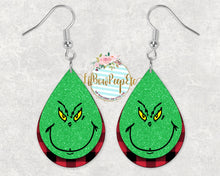 Load image into Gallery viewer, Hardboard Earrings Layered Grinch With Buffalo Plaid