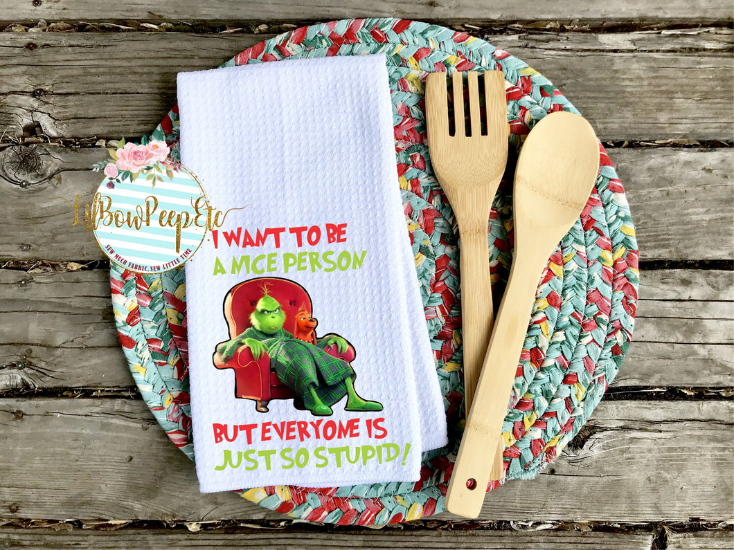 Hand Towel: Grinch Stupid People