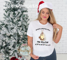 Load image into Gallery viewer, Seasons Greetings From The Holiday Armadillo Friends Unisex Tee