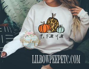 It's Fall Y'all Pumpkins Leopard Crew Unisex Sweatshirt