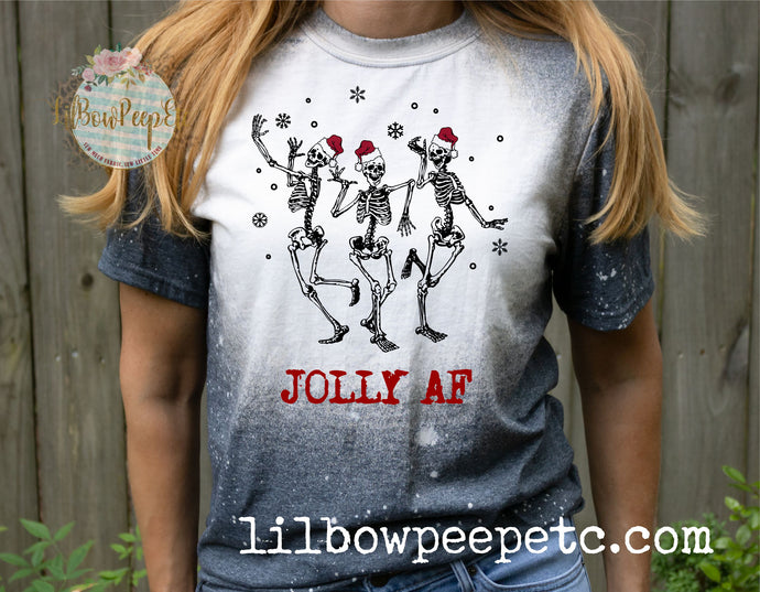 Skelli Dance Jolly AF Christmas Bleached tee Adult UNISEX