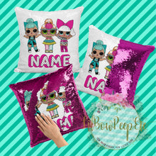 Load image into Gallery viewer, Custom LOL 3 dolls Flip Sequin Pillow Cover