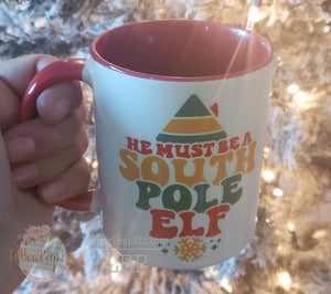 South Pole Elf Mug 11 Oz red handle