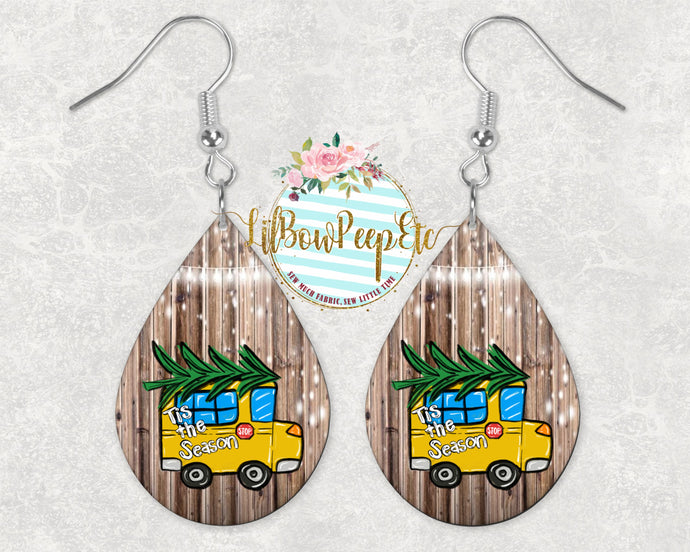 Hardboard Earrings Bus Driver Holiday: Tis The Season