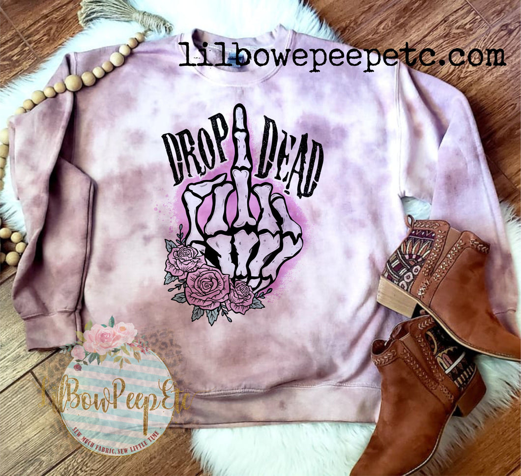 Drop Dead Adult unisex Sweatshirt Hand dyed Unique