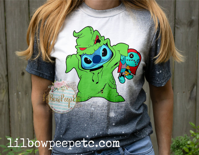 Oogie Boogie Stitch Halloween Bleached tee Adult UNISEX