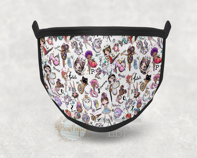 Alphabet Cuties White Background Printed Mask